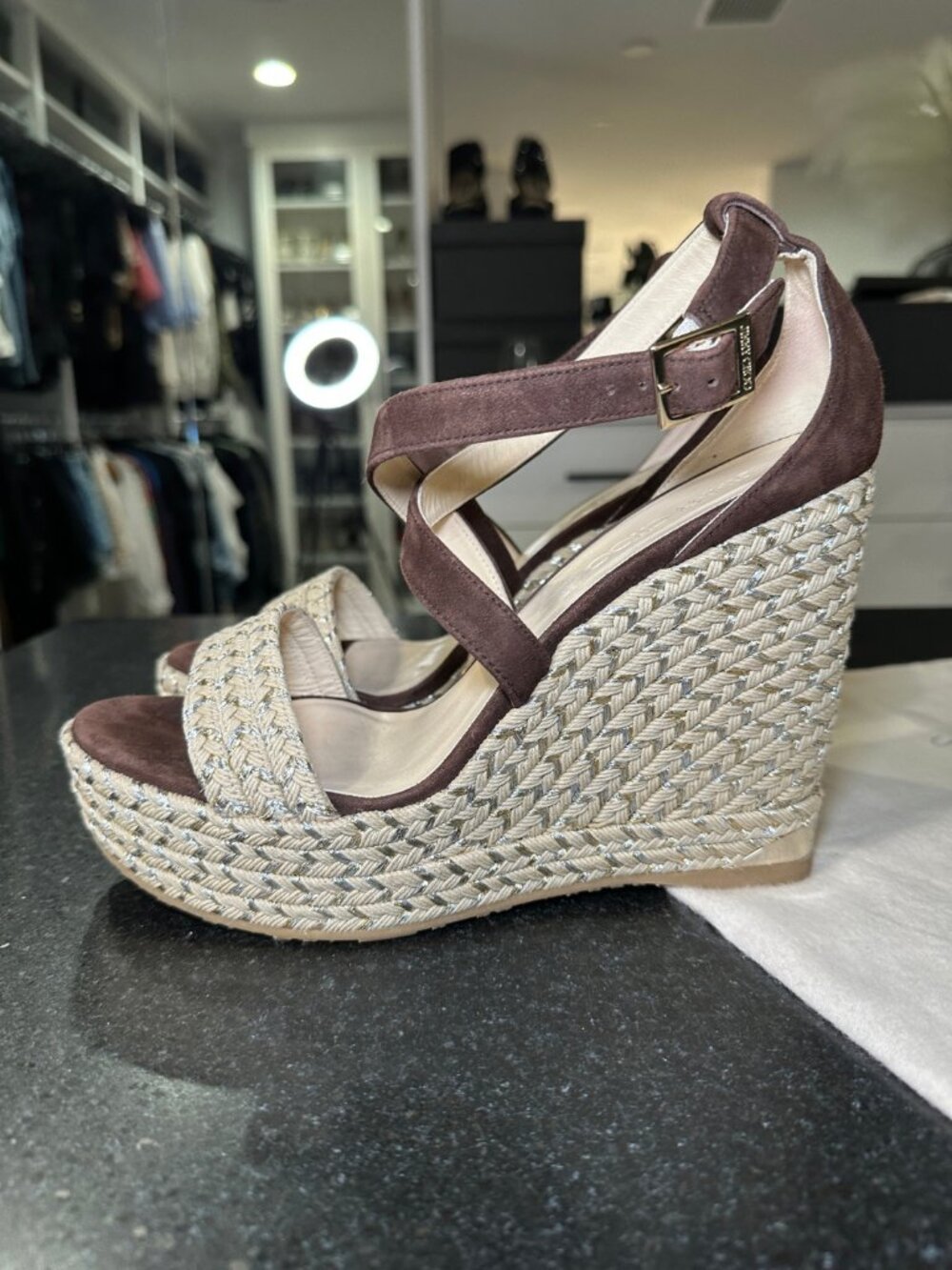 Jimmy Choo | Portia Crisscross Espadrille Wedges | Size 41 - Picture 6 of 14